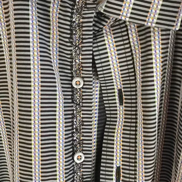 Robert Graham Shirt Men's Large Classic Fit Multicolor Stripes Button Front - Picture 12 of 12